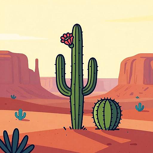 Minimalist Desert Line Art Scene