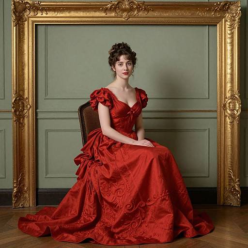 Elegant Woman in Luxurious Red Gown