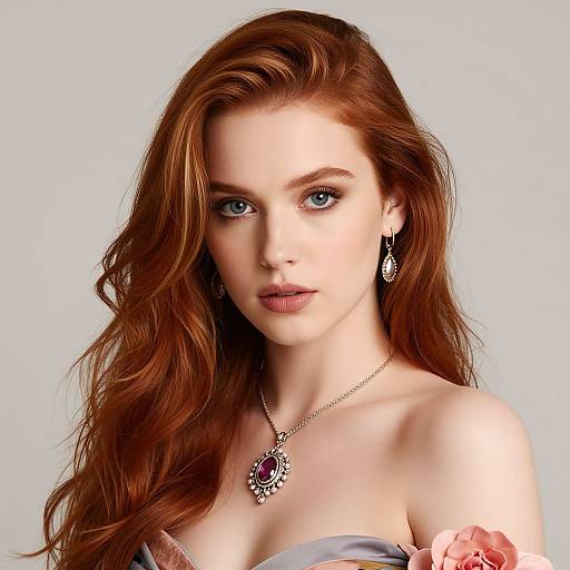 Portrait of Girl with Jewelry and Flowers