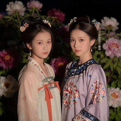 Low-Key Peony Portrait Tang and Ming Hanfu
