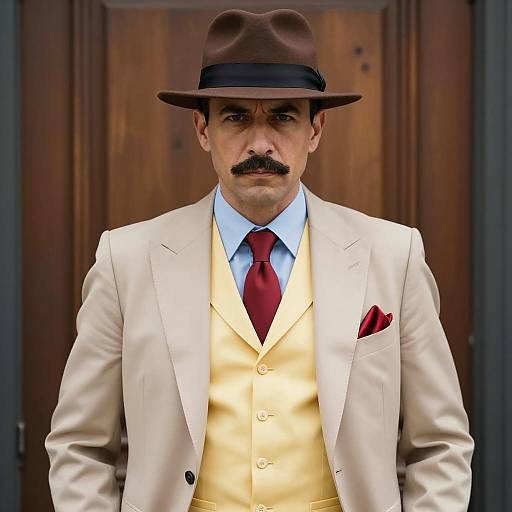 Stylish Man in Vintage Gangster Outfit