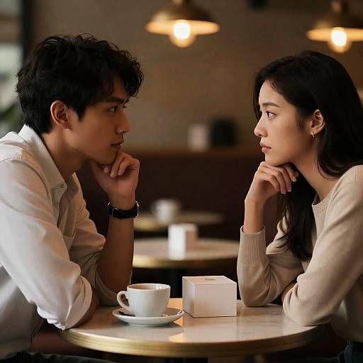 Intimate Café Conversation Between Strangers