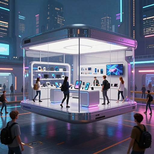 Futuristic Floating Cyberpunk Store