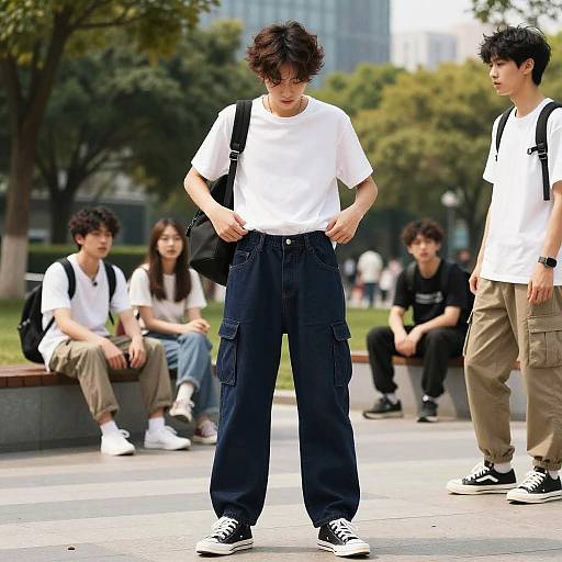 Youthful Friends in Summer Park