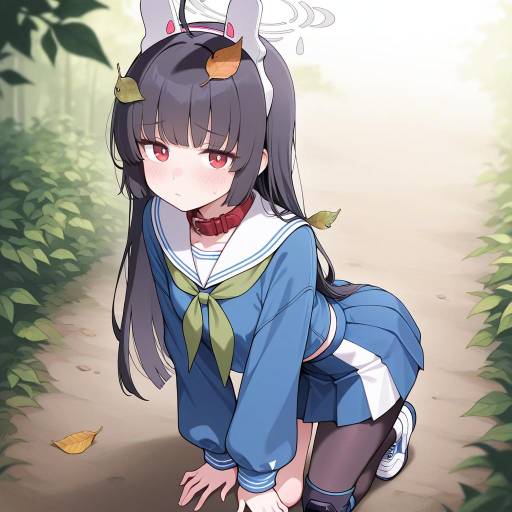 Charming Outdoor Girl with Halo and Leaves