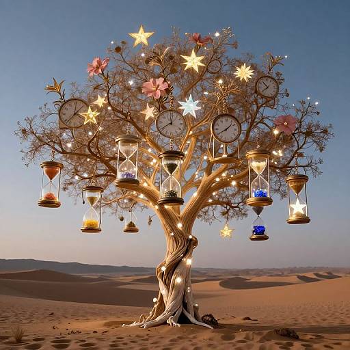 Shimmering Clock Tree in Desert