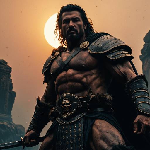 Ancient Warrior at Misty Sunset