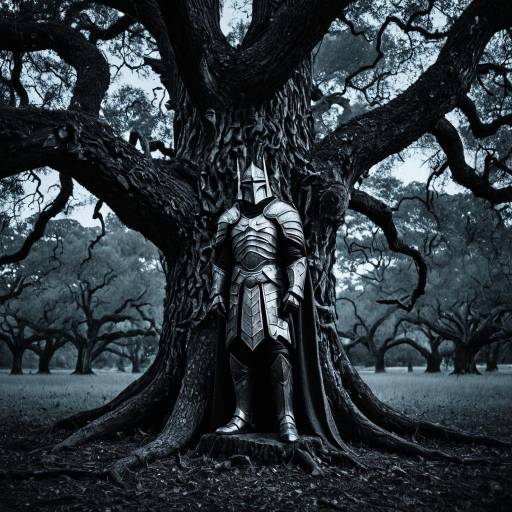 Armored Knight Statue in Ancient Oak Grove