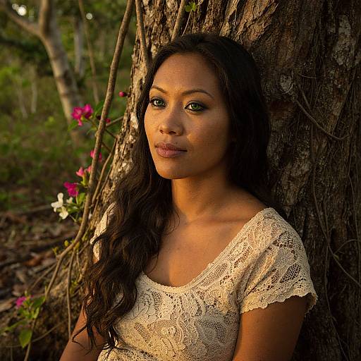 Serene Melanesian Woman in Forest