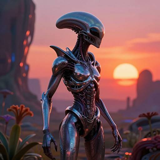 Biomechanical Alien on Alien Planet