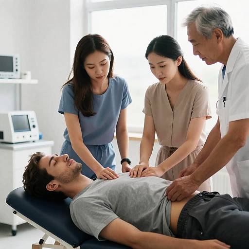 Medical Scene with Attentive Caregivers