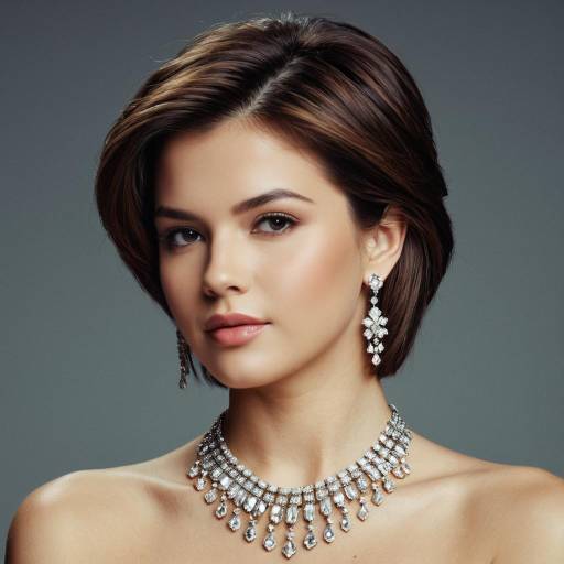 Elegant Woman with Short Hair and Diamond Jewelry