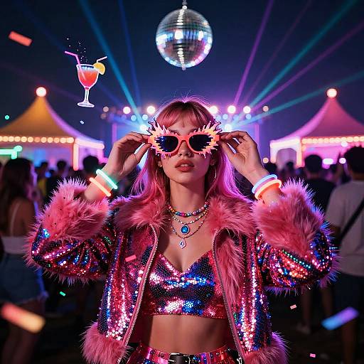 Sassy Neon Flamingo Festival Vibes