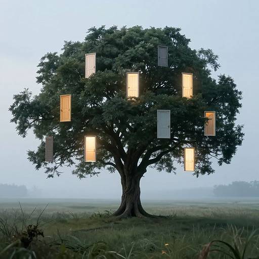 Ethereal Tree of Glowing Doors