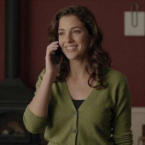 Smiling Woman in Dimly Lit Room
