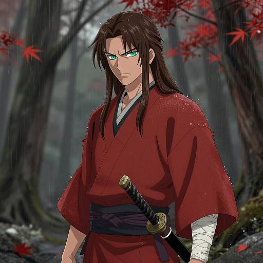 Stormy Forest Warrior with Sheathed Sword