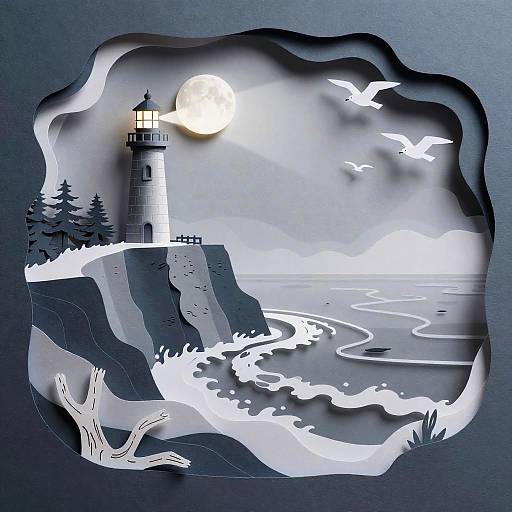 Foggy Coastal Cliffs Paper Cutscape