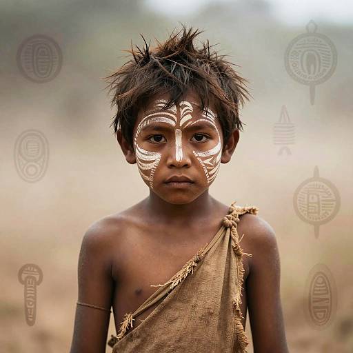 Tribal Child Portrait with Ethereal Symbols