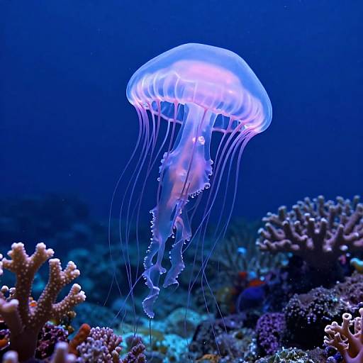 Ethereal Jellyfish in Coral Reef