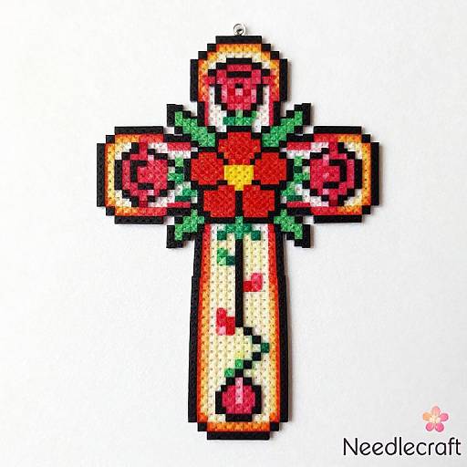 Pixel Art Rose Cross Craft Kit