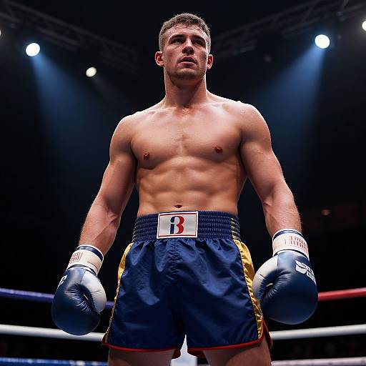 Muscular Boxer Under Dramatic Arena Lights