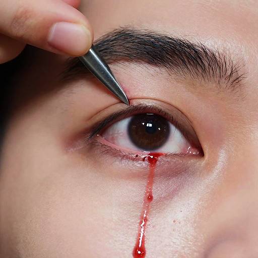 Intense Close-Up of a Bleeding Eye