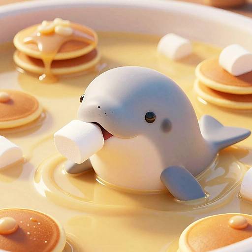 Marshmallow Narwhal in Butterscotch Pool