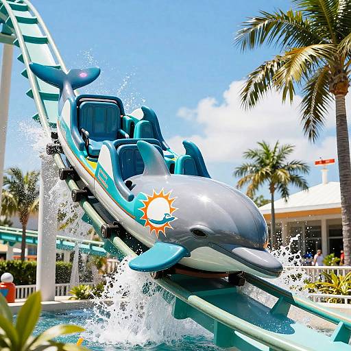 Miami Dolphins Themed Roller Coaster with Splash Effect