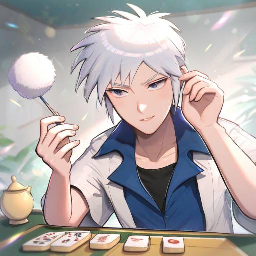 Illustration of Akagi shigeru, fukumoto mahjong in the style of Gonzarez