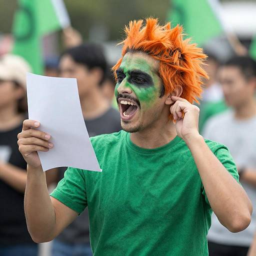 Excited Man with Spiky Orange Hair