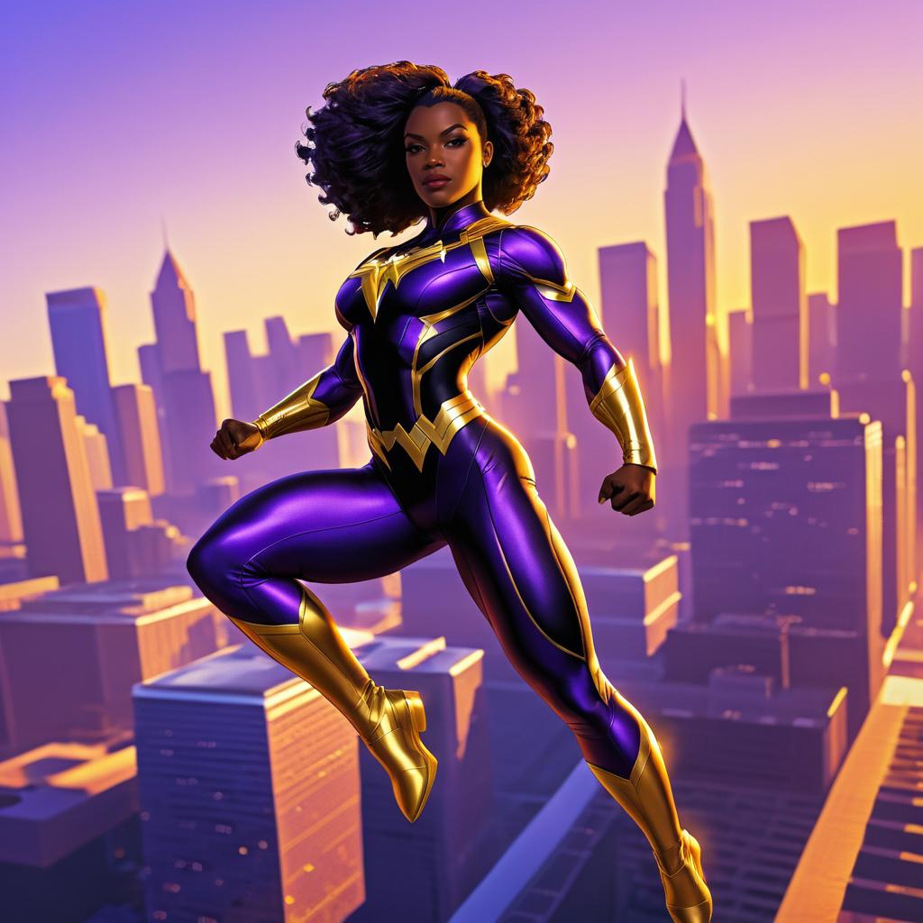 Dynamic Black Female Superhero Portrait