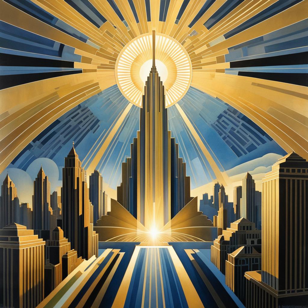 Art Deco Timekeeper in Dramatic Rays