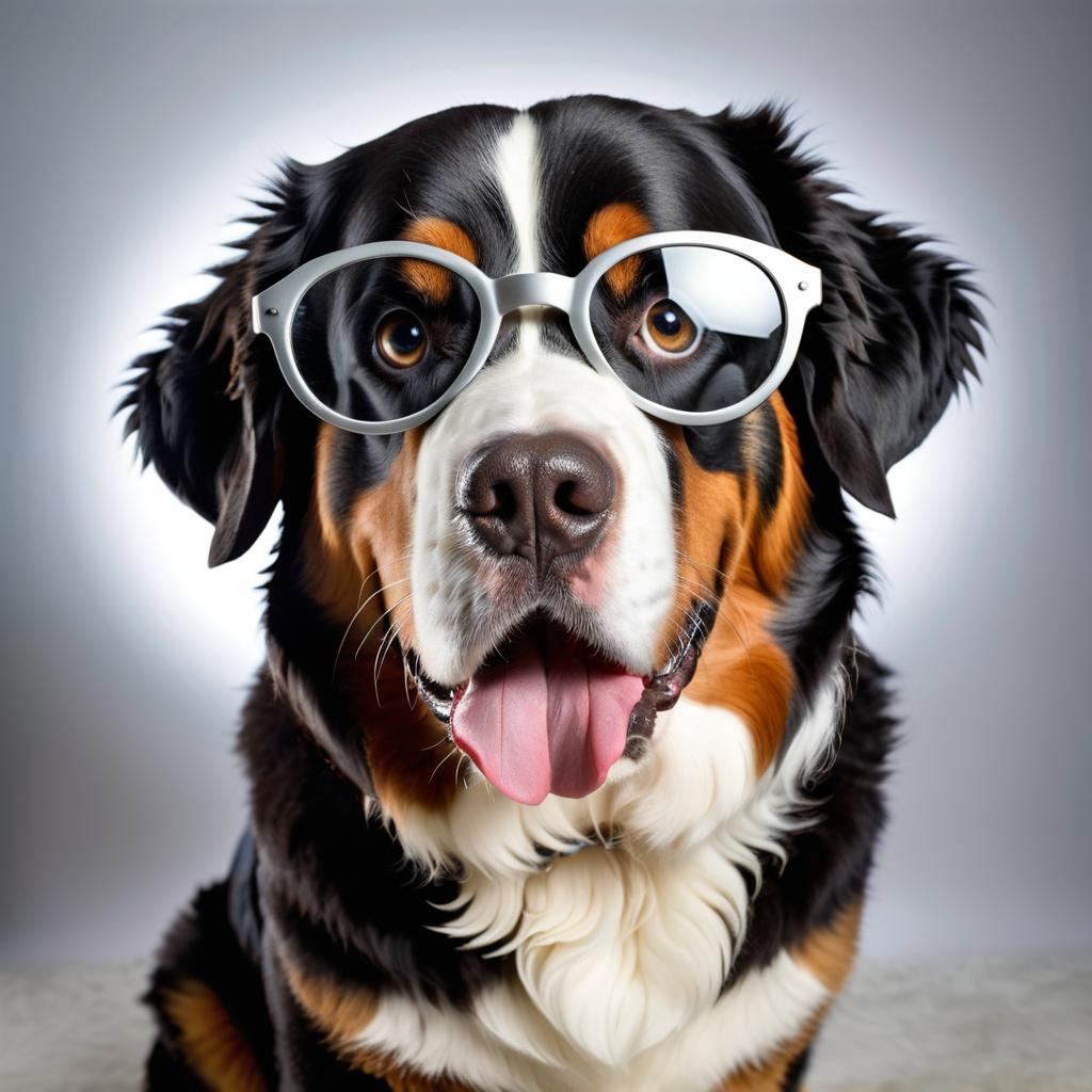 Goofy Bernese Dog in Studio Shot