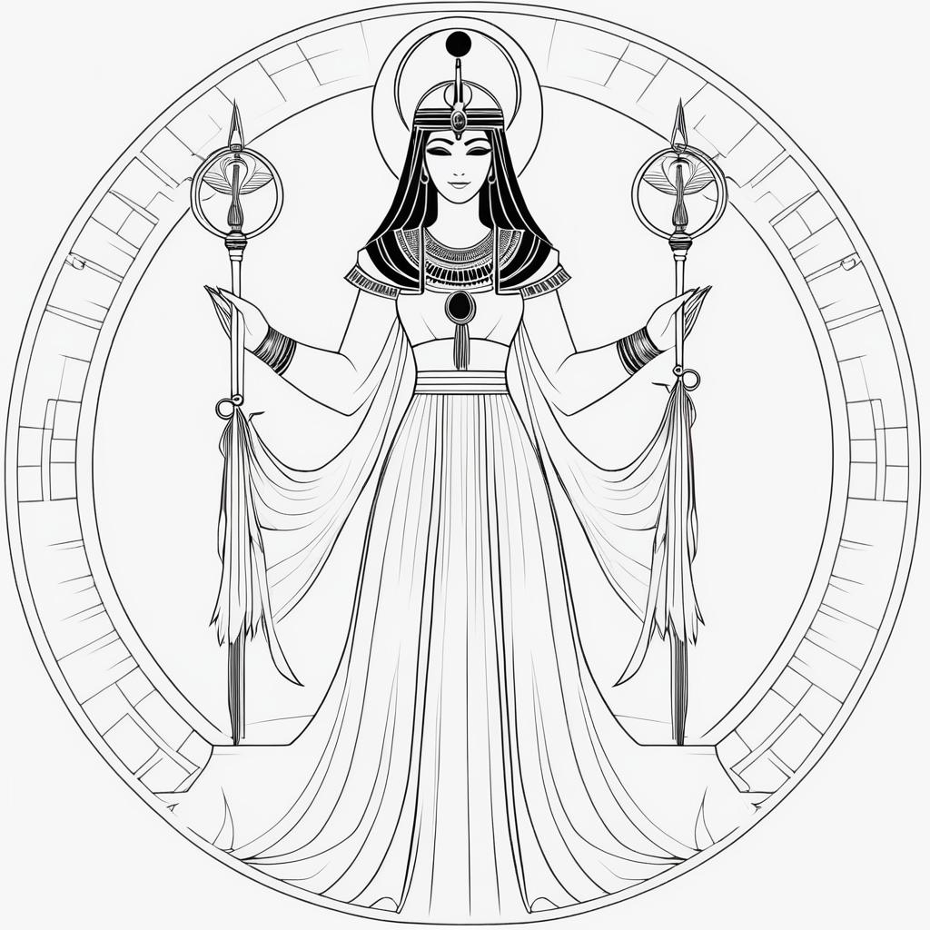 Minimalist Illustration of Goddess Isis