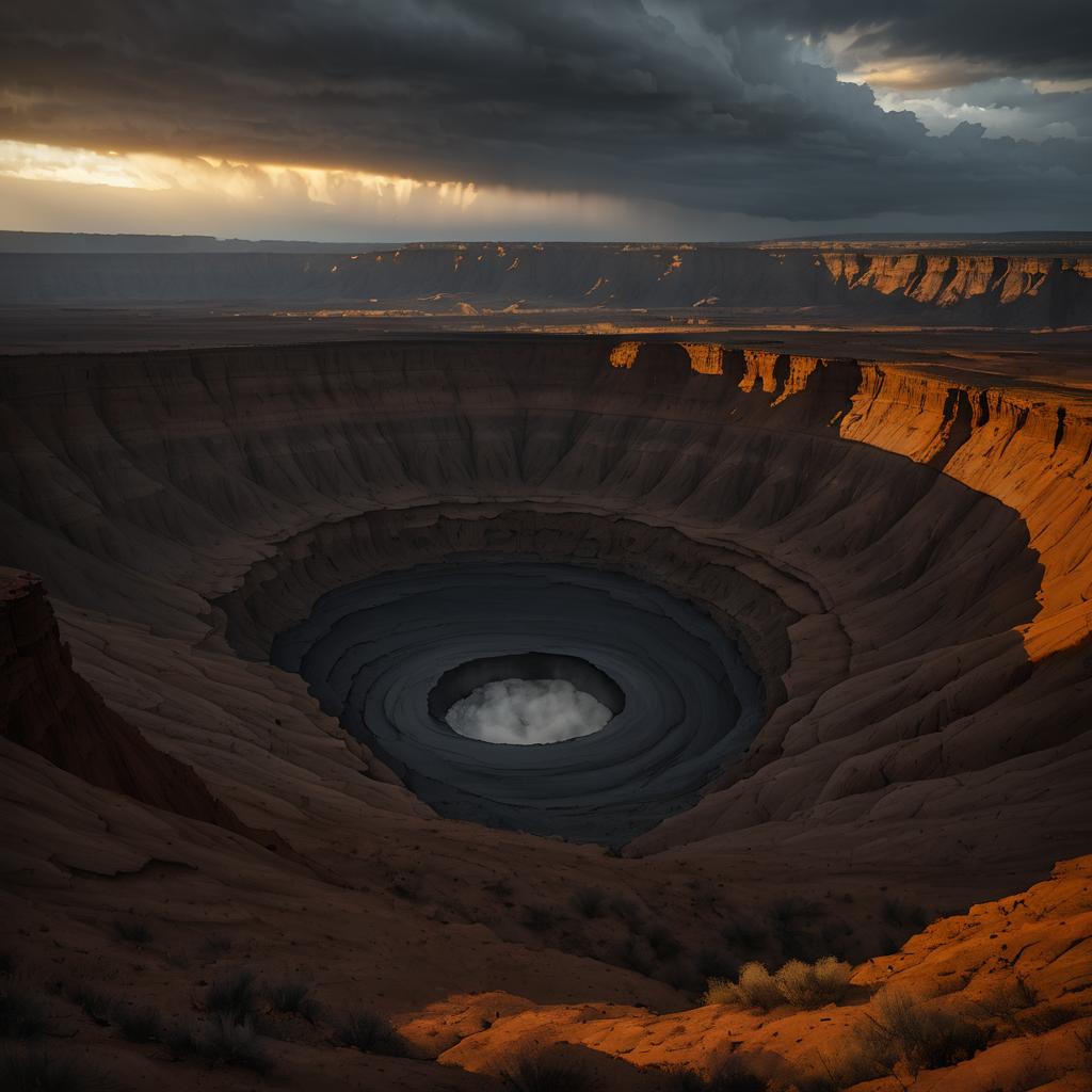 Realistic Smoldering Crater at Dusk