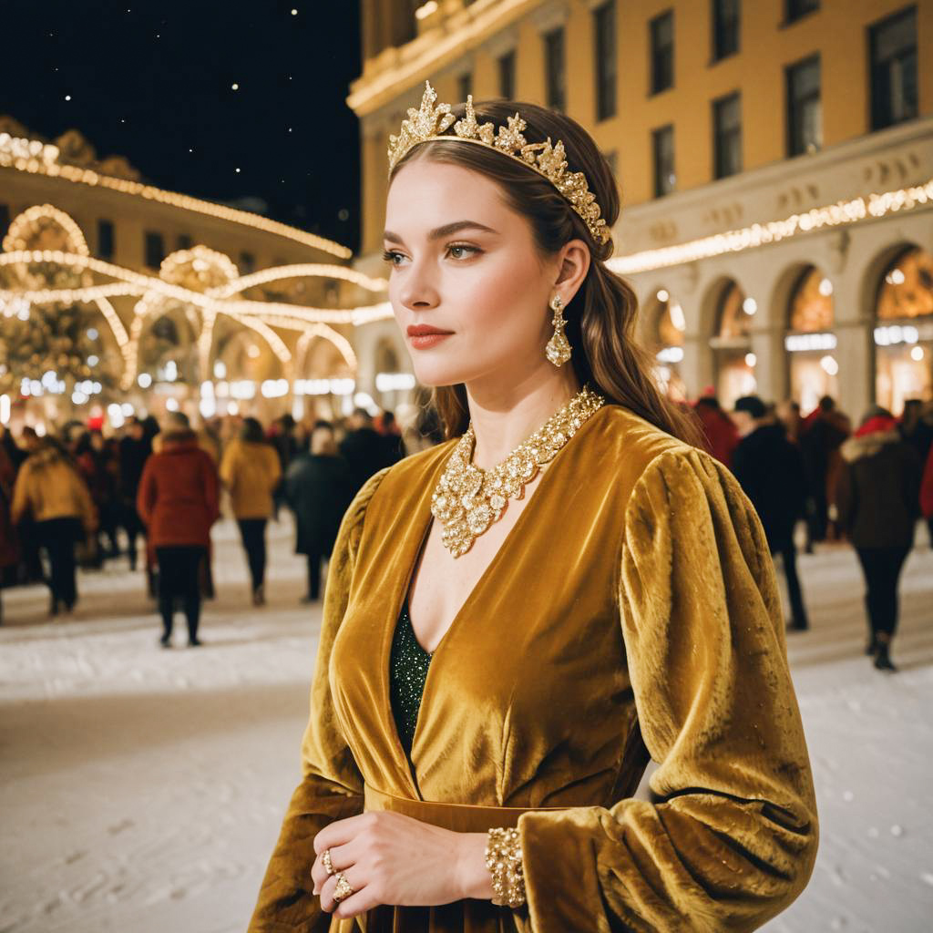 Elegant Athletic Woman in Festive Attire