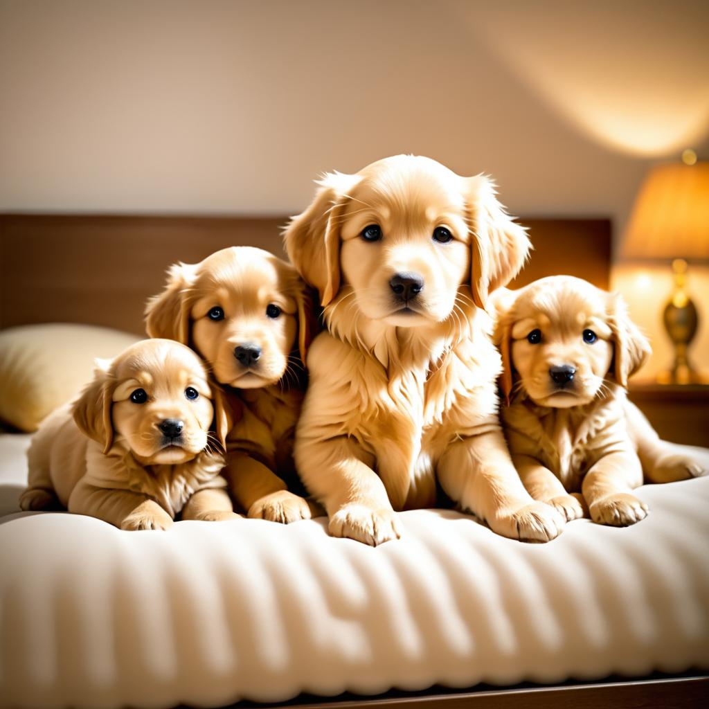 Cozy Family Portrait of Golden Retrievers