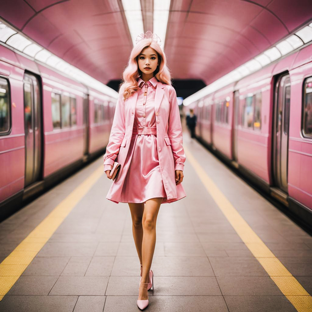 Fashionable Apple-Shaped Woman in Subway