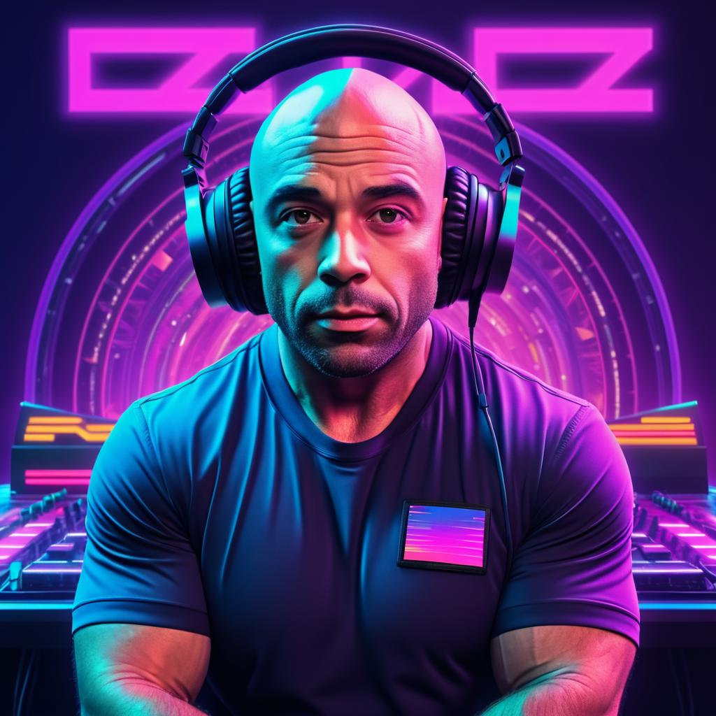 Joe Rogan Podcast in Synthwave Art