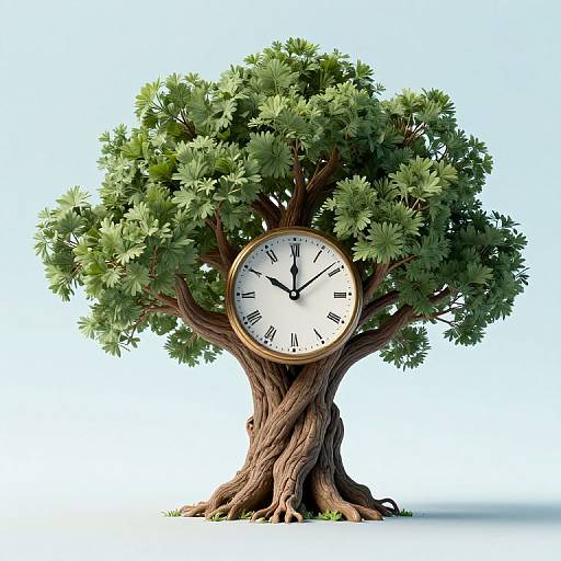 Surreal Tree Clock Fusion Scene