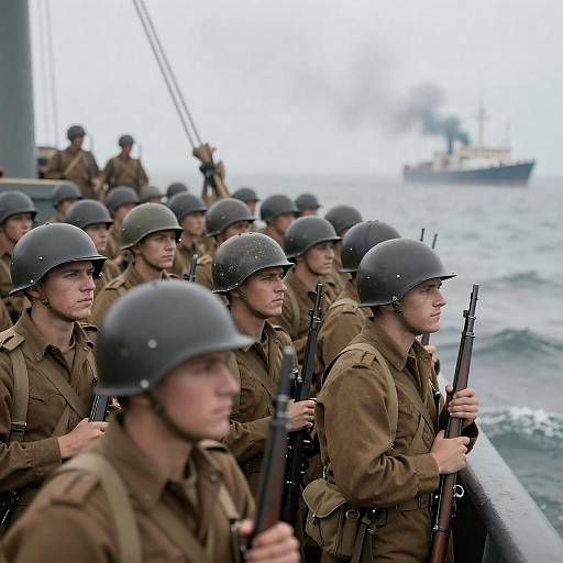 Large Group of WWI Soldiers on Boat