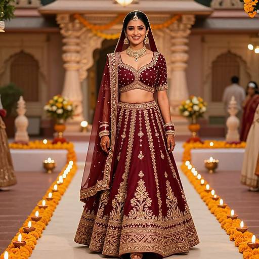 Glamorous Indian Bride in Maroon Lehenga