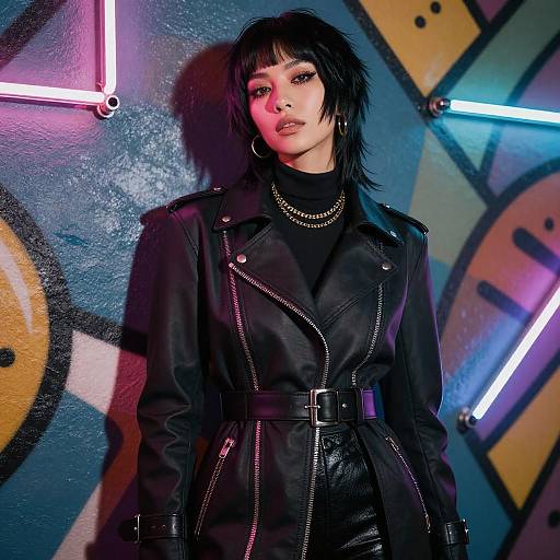 Fashion Influencer with Shag Cut and Avant-Garde Outfit