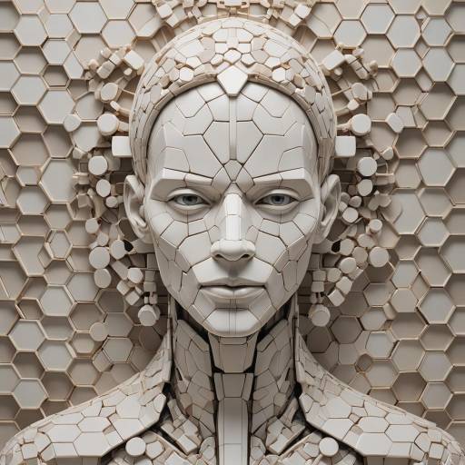 Surreal Humanoid Portrait with Geometric Mosaic