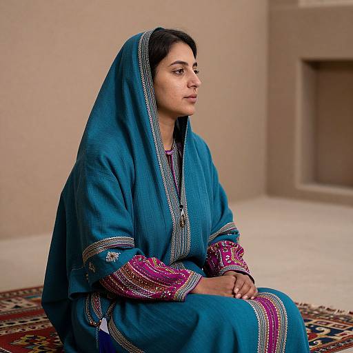 Serene Abyaneh Woman in Cultural Attire