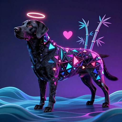 Neon Geometric Black Labrador Portrait