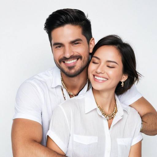 Smiling Couple in White Shirts
