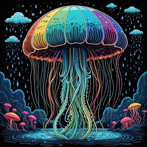 Whimsical Rainbow Jellyfish Illustration