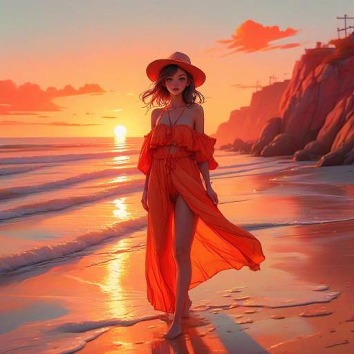 Serene Beach Sunset Portrait of Woman