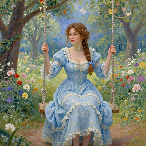 Ethereal French Woman on Swing